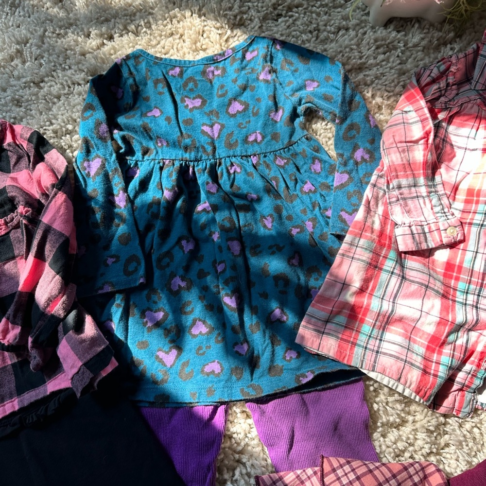 Girls 2T Fall Autumn flannel colorful set of girl toddler tops dresses s… - Picture 6 of 8